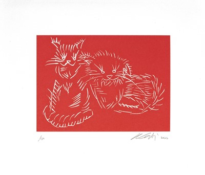 Lot 7 - Ai Weiwei (Chinese 1957-), 'Cats (Red)', 2022