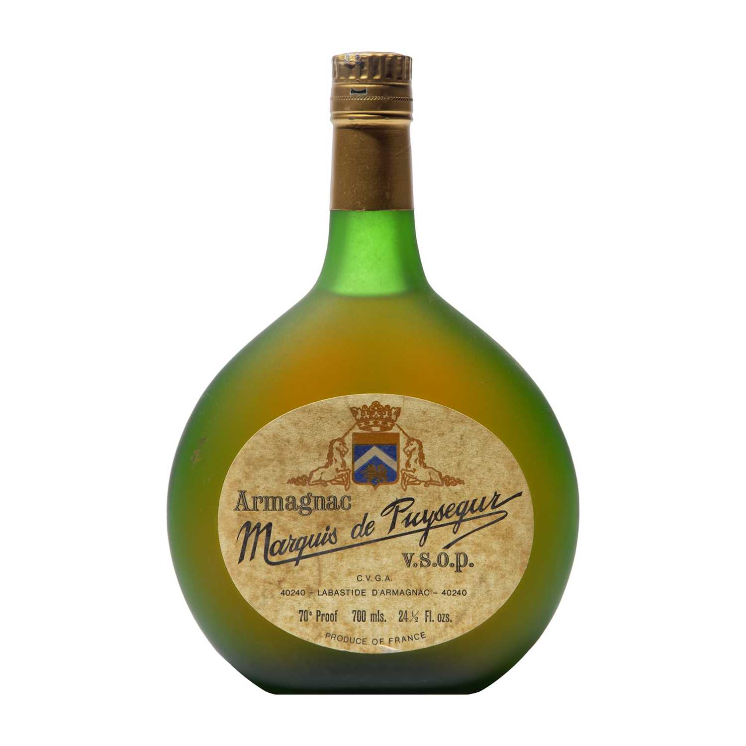 Lot 223 - 5 bottles Marques de Puysegur VSOP Armagnac Believed 1970s/80s