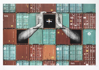 Lot 281 - JR (French 1983-), 'The Ballerina In Containers, Holding Tight, Le Havre, 2021', 2022