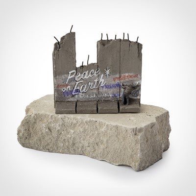 Lot 130 - Banksy (British 1974 -), 'Walled Off Hotel - Four-Part Souvenir Defeated Wall Section (Peace On Earth)'