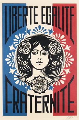 Lot 198 - Shepard Fairey (American 1970-), 'Liberte, Egalite, Fraternite', 2020