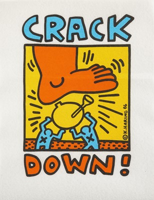 Lot 184 - Keith Haring (American 1958-1990), 'Crack Down! (Fabric)', 1986