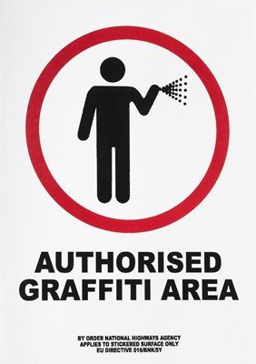 Lot 133 - Banksy (British 1974-), 'Keep Left, Authorised Graffiti Area & Americans Working Overhead', 2004