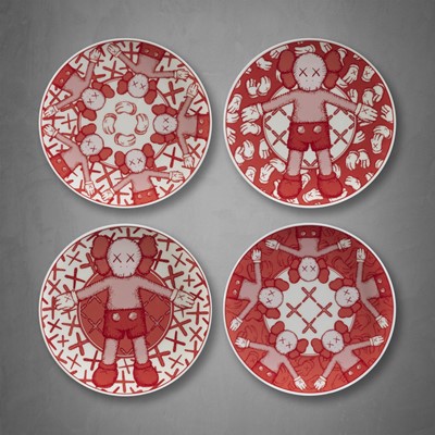 Lot 180 - Kaws (American 1974-), 'Holiday Taipei Plate Set (Red)', 2019