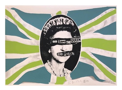 Lot 246 - Jamie Reid (British 1947-), 'God Save The Queen (Lime Green)', 1997