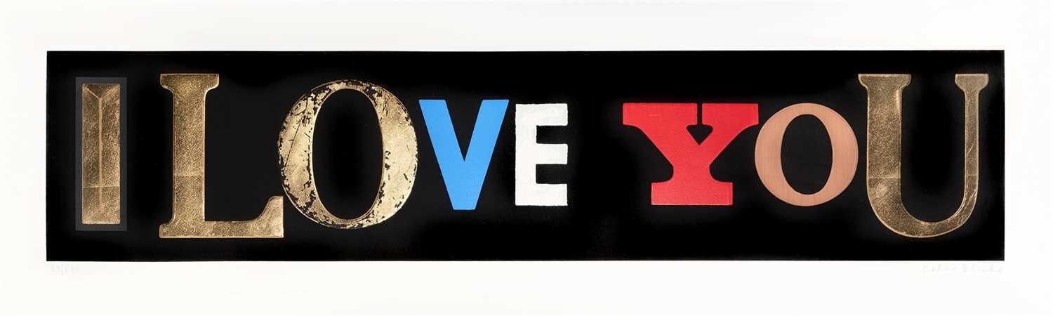 Lot 349 - Peter Blake (British b.1932), 'I Love You (Black)', 2010