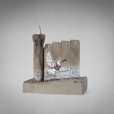 Lot 105 - Banksy (British 1974-), 'Walled Off Hotel - Four-Part Souvenir Wall Section With Watch Tower (Peace Dove)'