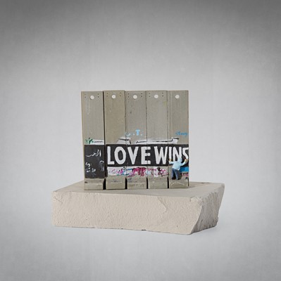 Lot 101 - Banksy (British 1974 -), 'Walled Off Hotel - Five-Part Souvenir Wall Section (Love Wins)'