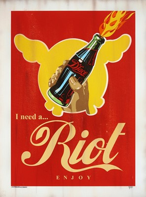 Lot 276 - D*Face (British 1978-), 'Riot (Hand Aged)', 2009