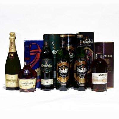 Lot 282 - 6 bottles Mixed Single Malt Whisky, Cognac and Champagne