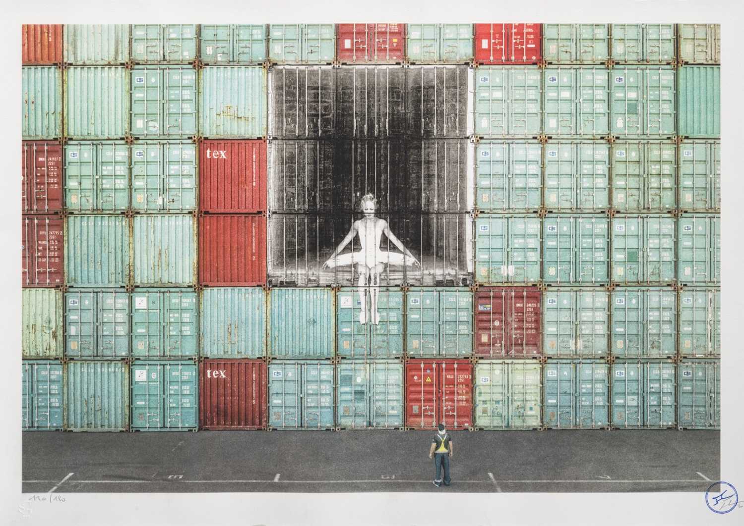 Lot 64 - JR (French 1983-), 'In The Container Wall, Le Havre, France, 2014', 2020