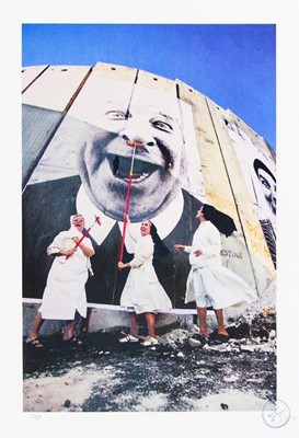 Lot 91 - JR (French 1983-), '28 Millimètres, Face 2 Face, Nuns In Action, Separation Wall, Security Fence, Palestinian side, Beth', 2018