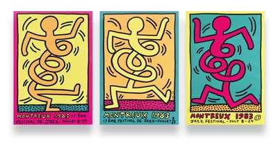Lot 104 - Keith Haring (American 1958-1990), 'Montreux Jazz De Festival (Green, Pink & Yellow)', 1983