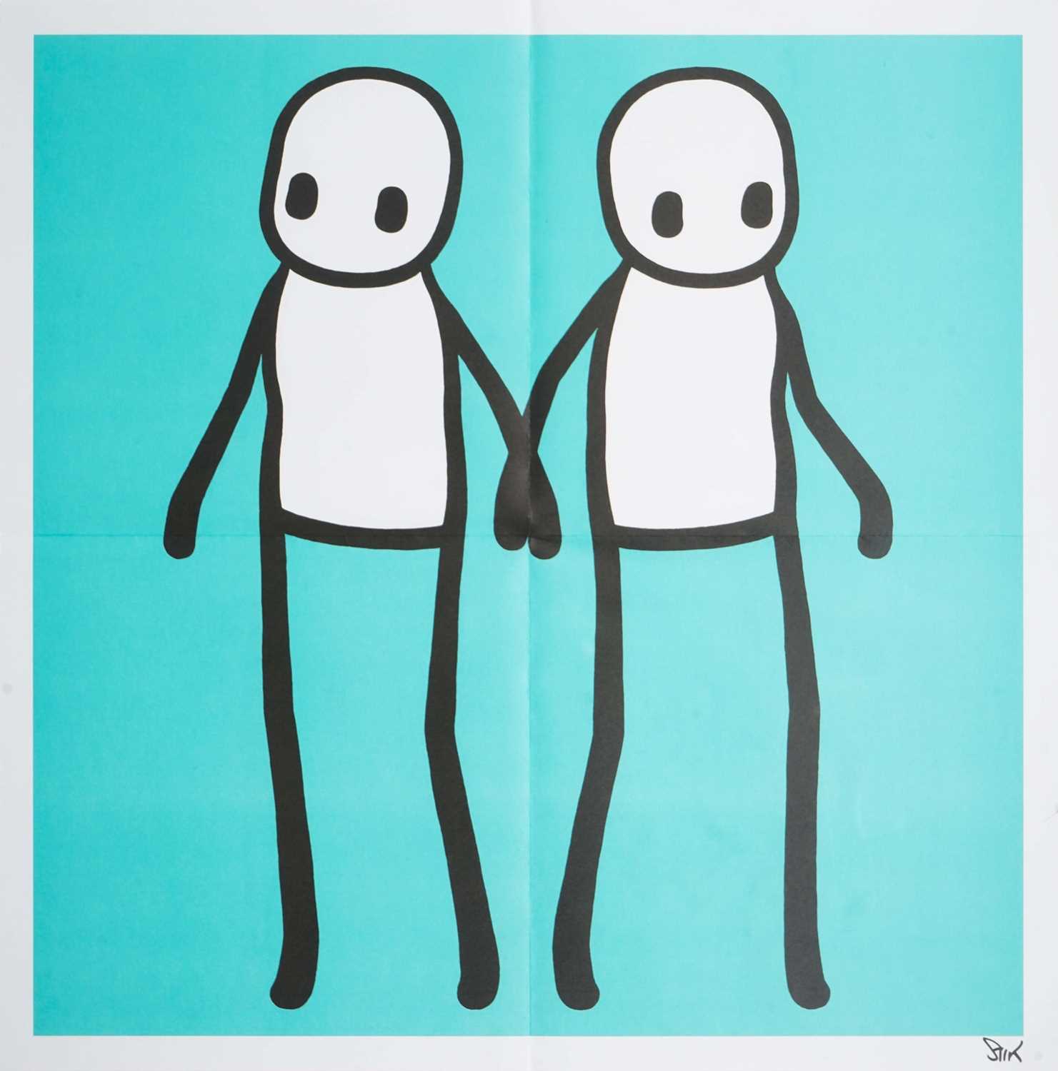 Lot 257 - Stik (British 1979-), 'Holding Hands (Teal)',