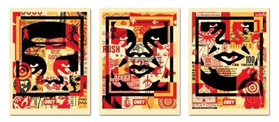 Lot 249 - Shepard Fairey (American 1970-), 'Obey 3-Face Collage', 2020