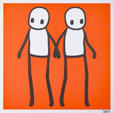 Lot 258 - Stik (British 1979-), 'Holding Hands (Red, Orange, Yellow, Blue & Teal)', 2020