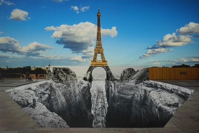 Lot 91 - JR (French 1983-), 'Trompe l’oeil, Les Falaises du Trocadéro, 19 mai 2021, 19h57, Paris, France', 2021
