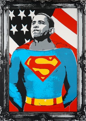 Lot 208 - Mr Brainwash (French 1966-), 'Obama Superman (Silver)', 2009