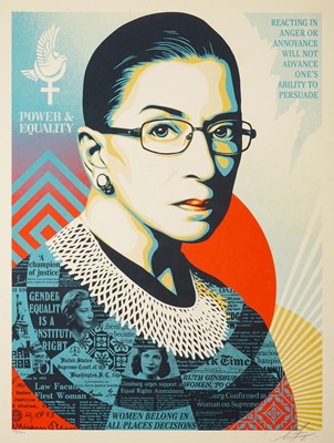 Lot 327 - Shepard Fairey (American 1970-), 'Champion of Justice (Ruth Bader Ginsburg)', 2021
