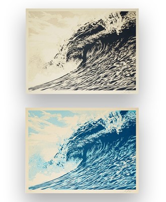 Lot 326 - Shepard Fairey (American 1970-), 'Wave Of Distress (Blue & Sepia)', 2021