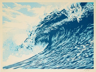 Lot 326 - Shepard Fairey (American 1970-), 'Wave Of Distress (Blue & Sepia)', 2021