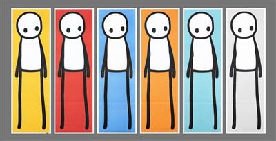 Lot 442 - Stik (British) ‘Standing Figure (Book)(Yellow, Red, Blue, Orange, Teal & Grey)’