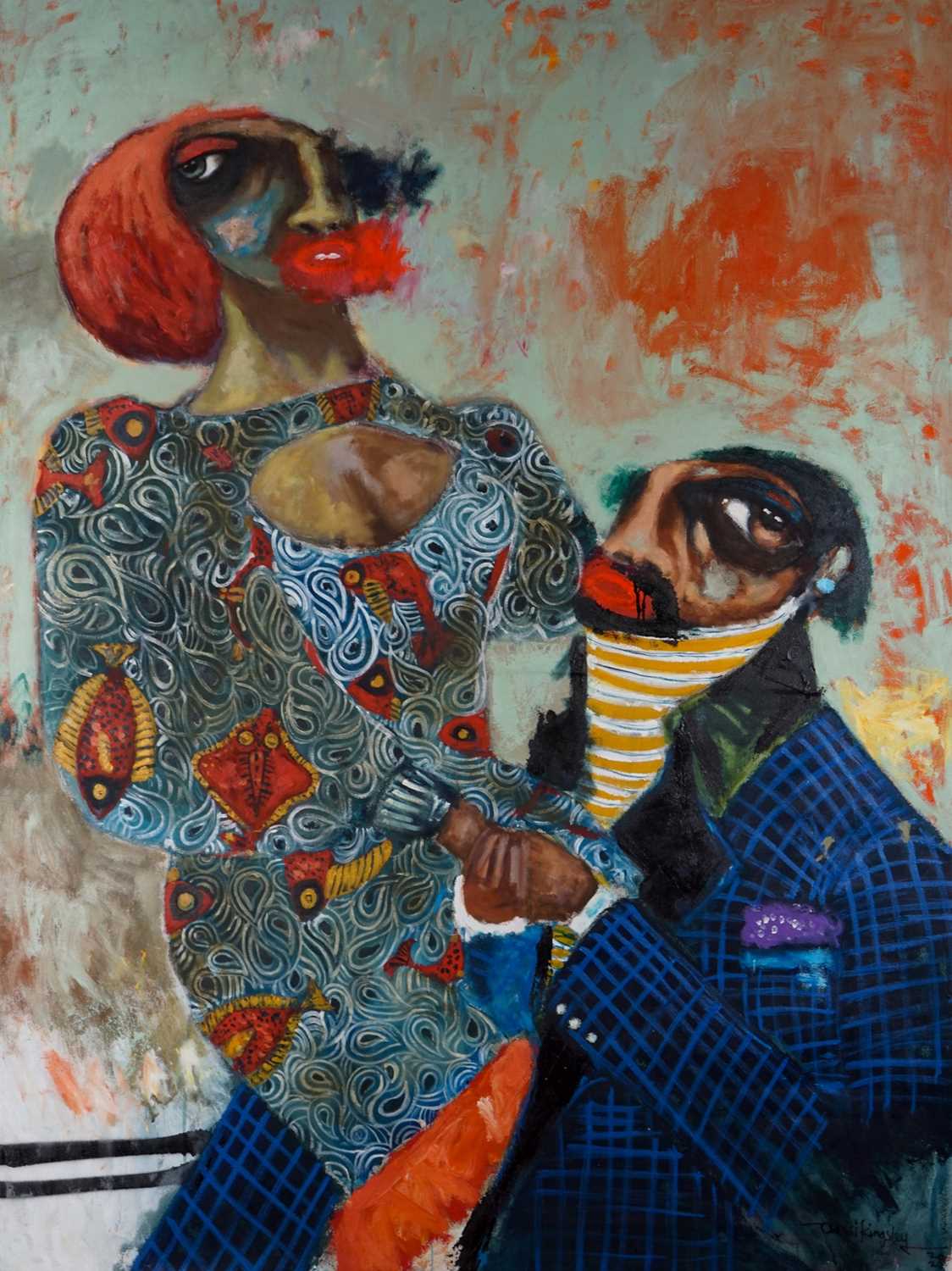 Lot 162 - Kingsley Obasi (Nigerian 1983-), 'Family Portrait', 2020