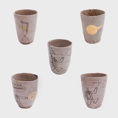 Lot 172 - En Iwamura (Japanese 1988-), 'Doodle Cups', 2018 (five works)