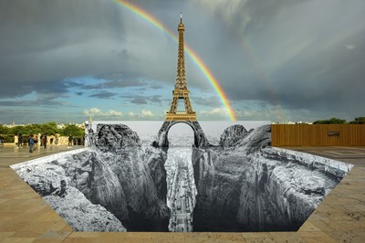 Lot 38a - JR (French 1983-), 'Trompe l’oeil, Les Falaises du Trocadéro, 21 mai 2021, 20h03, Paris, France', 2021