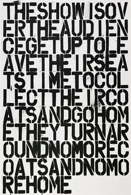 Lot 17 - Christopher Wool & Felix Gonzales Torres (Collaboration), 'Untitled (The Show Is Over)’, 1993