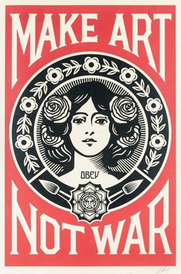 Lot 304 - Shepard Fairey (American 1970-), 'Make Art Not War', 2022