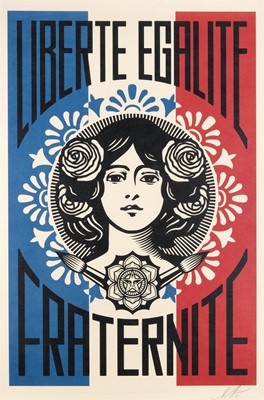 Lot 303 - Shepard Fairey (American 1970-), 'Liberte, Egalite, Fraternite', 2022