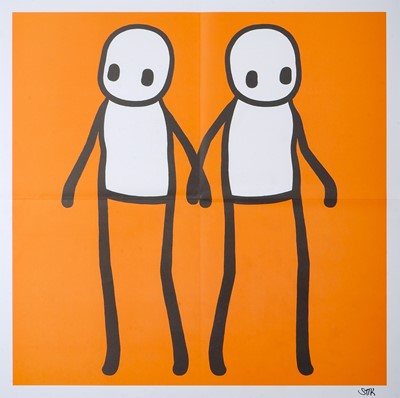 Lot 223 - Stik (British 1979-), 'Holding Hands (Orange)', 2020