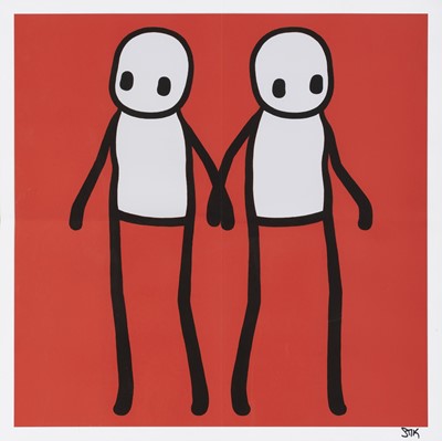 Lot 224 - Stik (British 1979-), 'Holding Hands (Red)', 2020