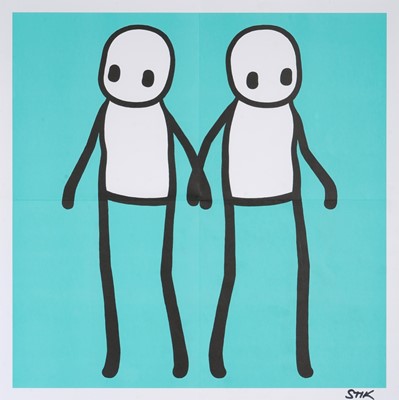 Lot 225 - Stik (British 1979-), 'Holding Hands (Teal)', 2020