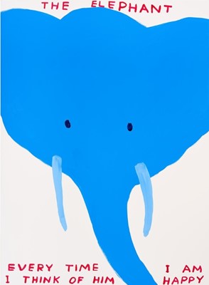 Lot 105 - David Shrigley (British 1968-), 'The Elephant, Every Time I Think Of Him I Am Happy', 2022