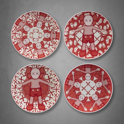 Lot 186 - Kaws (American 1974-), 'Qatar Museums Ceramic Plates (Set of Four)', 2019