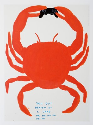 Lot 28 - David Shrigley (British 1968-), 'Fish Says Fuck You All, Frog (Front Of) Frog (Back Of), Sorry For Being Annoying & You Got Beaten By A Crab', 2022