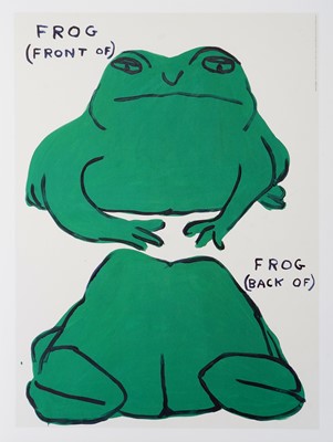 Lot 28 - David Shrigley (British 1968-), 'Fish Says Fuck You All, Frog (Front Of) Frog (Back Of), Sorry For Being Annoying & You Got Beaten By A Crab', 2022