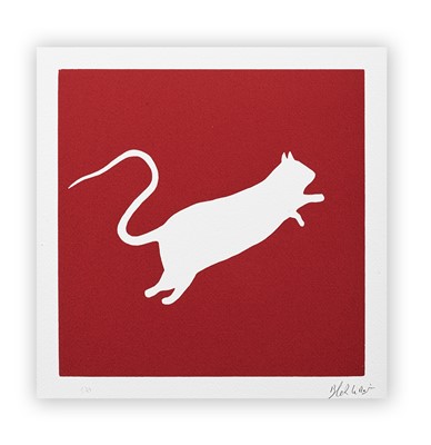 Lot 168 - Blek Le Rat (French 1951-), 'Rat (White on Red)', 2020