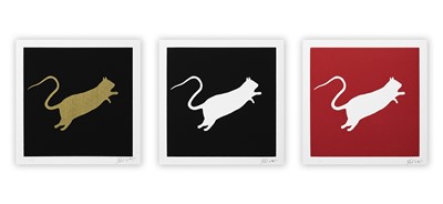 Lot 150 - Blek Le Rat (French 1951-), Rat (Gold on Black, White on Black & White on Red), 2020