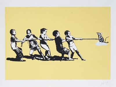 Lot 149 - Blek Le Rat (French 1951-), 'Rope Pulling (Yellow), 2021