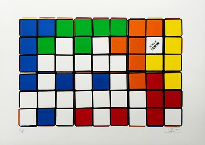 Lot 137 - Invader (French 1969-), 'SIx Cubes (Orange/Yellow)', 2010