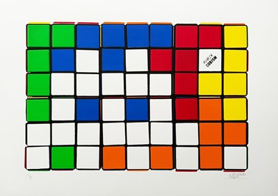 Lot 138 - Invader (French 1969-), 'SIx Cubes (Red/Yellow)', 2010