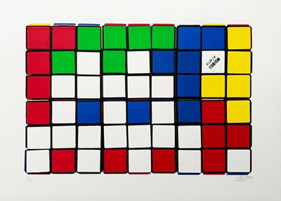 Lot 135 - Invader (French 1969-), 'SIx Cubes (Blue/Yellow)', 2010