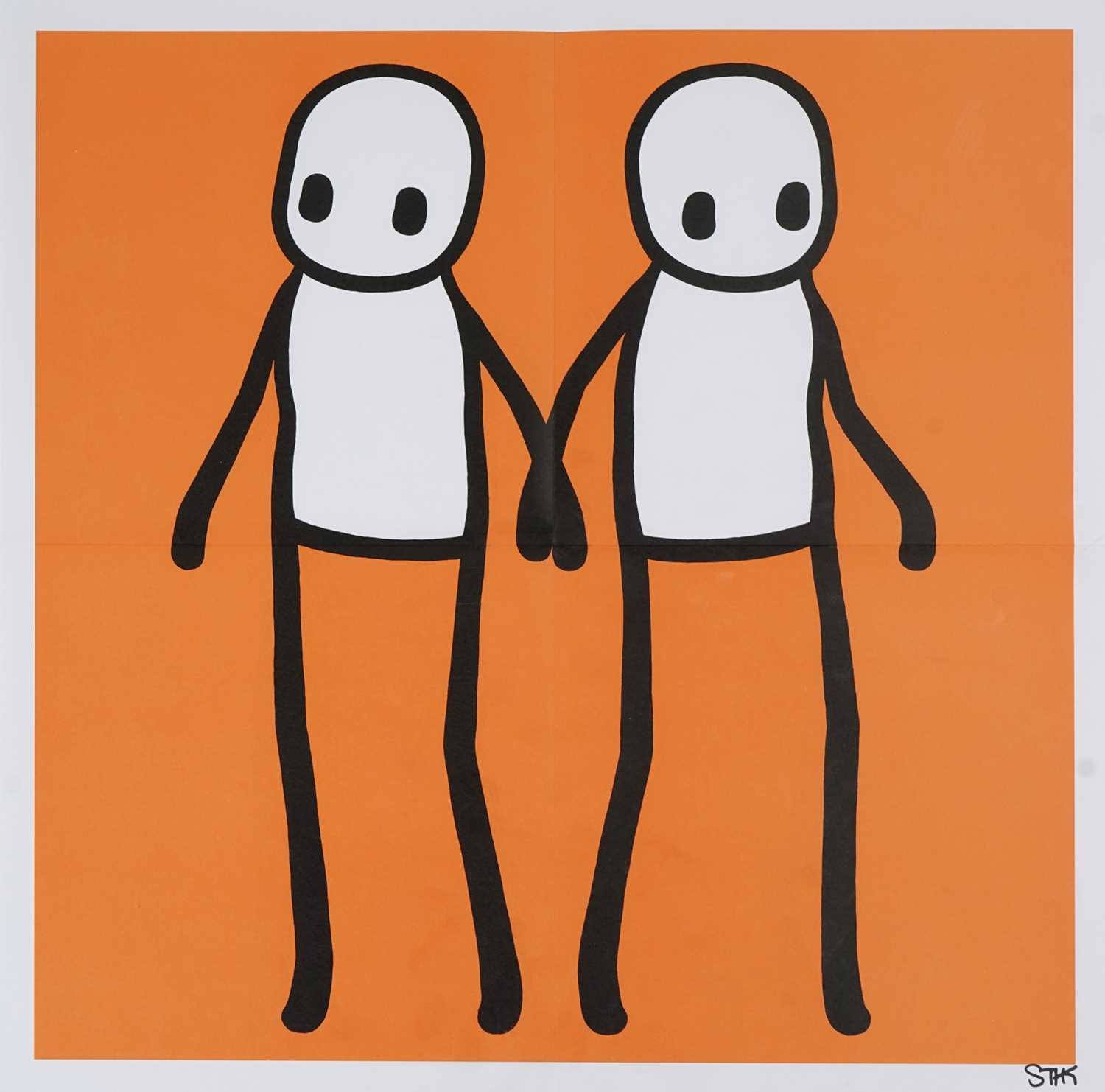 Lot 184 - Stik (British 1979-), 'Holding Hands (Orange'), 2020