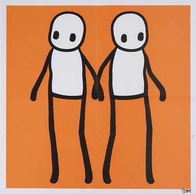 Lot 184 - Stik (British 1979-), 'Holding Hands (Orange'), 2020