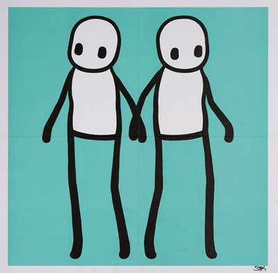 Lot 203 - Stik (British 1979-), 'Holding Hands (Teal)', 2020