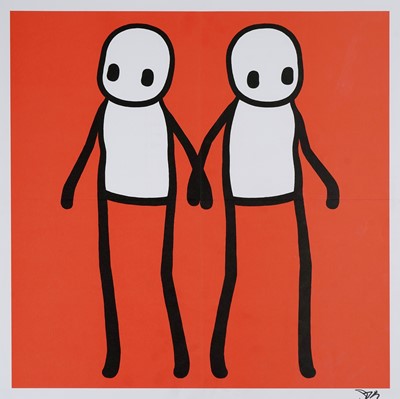 Lot 202 - Stik (British 1979-), 'Holding Hands (Red)', 2020
