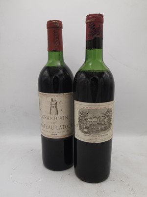 Lot 93 - 2 bottles Mixed 1969 Lafite-Rothschild and Latour